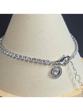 Vintage Kenneth Jay Lane Tennis Bracelet Silver Tone Adjustable KJL rhinestone